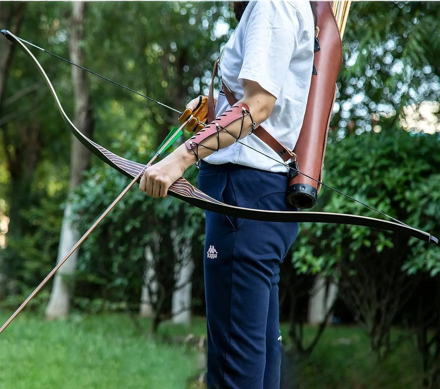 54" Traditional Recurve Bow for Hunting & Target Practice, 15-80 lbs Draw Weight, RH/LH, Bamboo Core Limbs