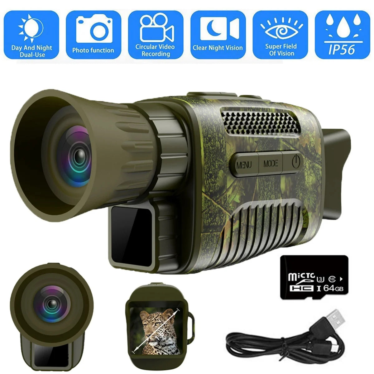 Night Vision Goggles,4K 984ft 7 Level Digital Night Vision Monocular for Dark,Rechargeable Travel Infrared Monoculars
