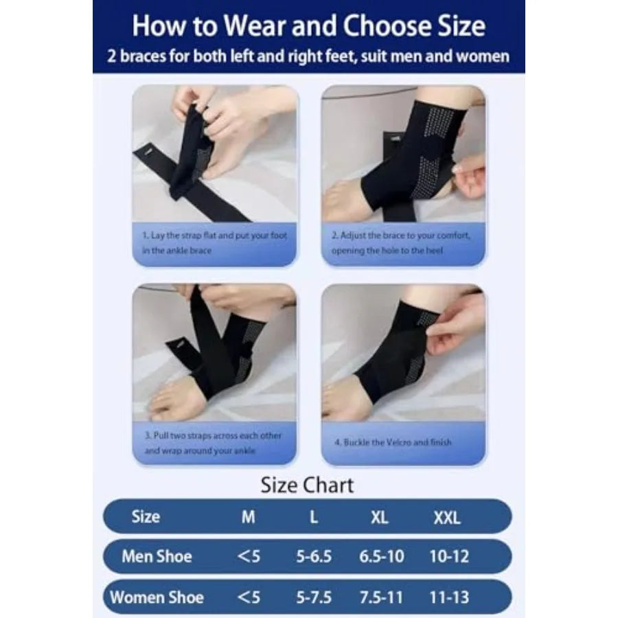 Ankle Braces for Women Men 2 pcs Ankle Compression Sleeve Plantar Fasciitis Brace Black Large Arch Support Socks Ankle Sleeve f