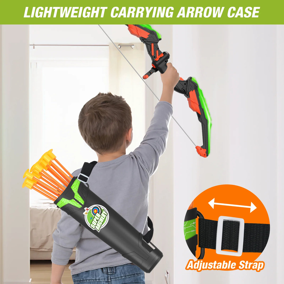 Bow and Arrow Set for Kids with LED Lights-Archery Set with 12 Suction Cup Arrows, Quivers & Standing Target, Outdoor Toys for Kids Boys & Girls Ages 3-12 Years Old