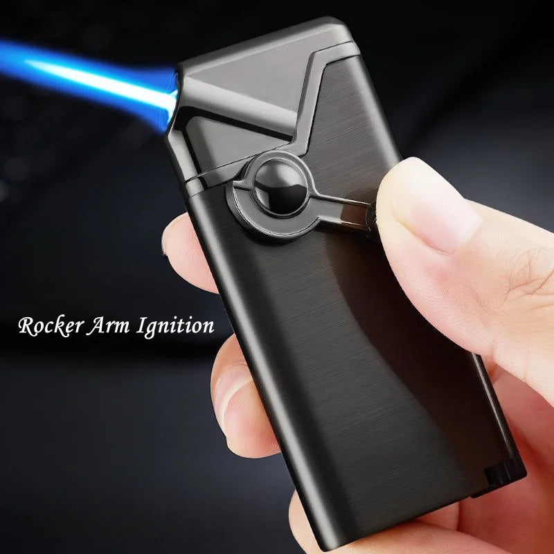 Metal Arm Ignition Gas Lighter Outdoor Windproof Portable Jet Torch Lighter for Men's Gifts Kitchen Aromatherapy Candles