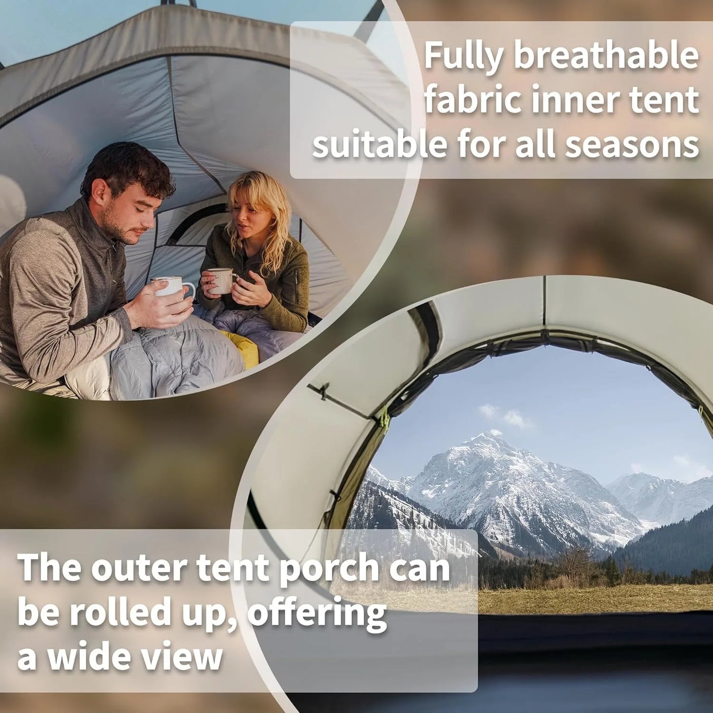 Naturehike Opalus UL Tunnel Tent Lightweight 15D Nylon Hiking Tent Large Space Outdoor Camping Travel 4 Season 2-3 Person Tent