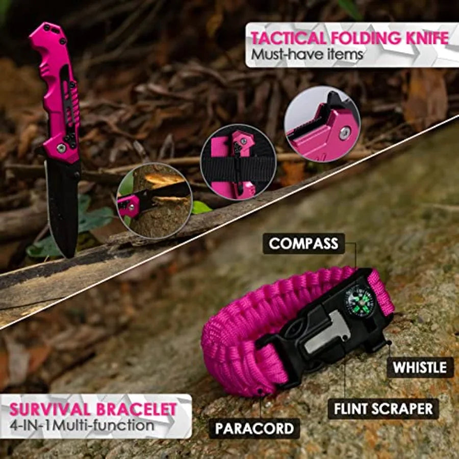 Emergency Survival Kit and First Aid Kit Self Defense Kit Safety Kit Survival Gear and Equipment with Tactical Molle Pouch and