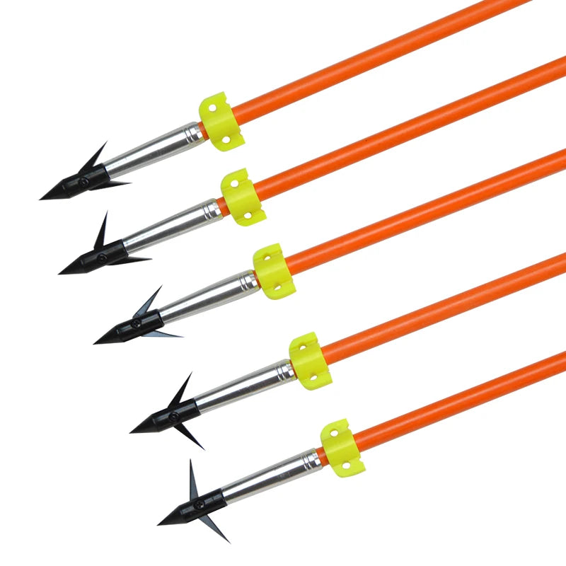 6/12pcs Fishing Arrows OD 7.8mm Solid Fiberglass Replaceable Broadheads Safety Slides Hunter Bowfishing Shooting Hunting Fish