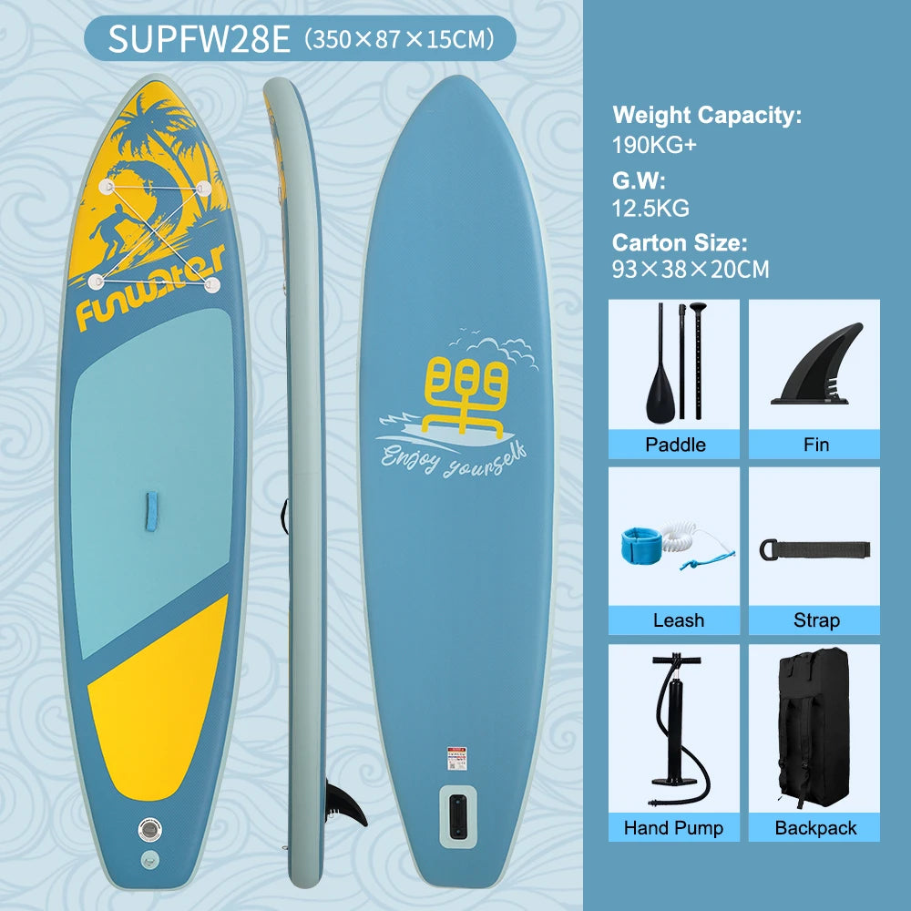 FUNWATER Inflatable Paddle Board Ultra-Light Stand-Up Paddle Board Surfboard for All Skill Levels With SUP Accessories 320-350cm