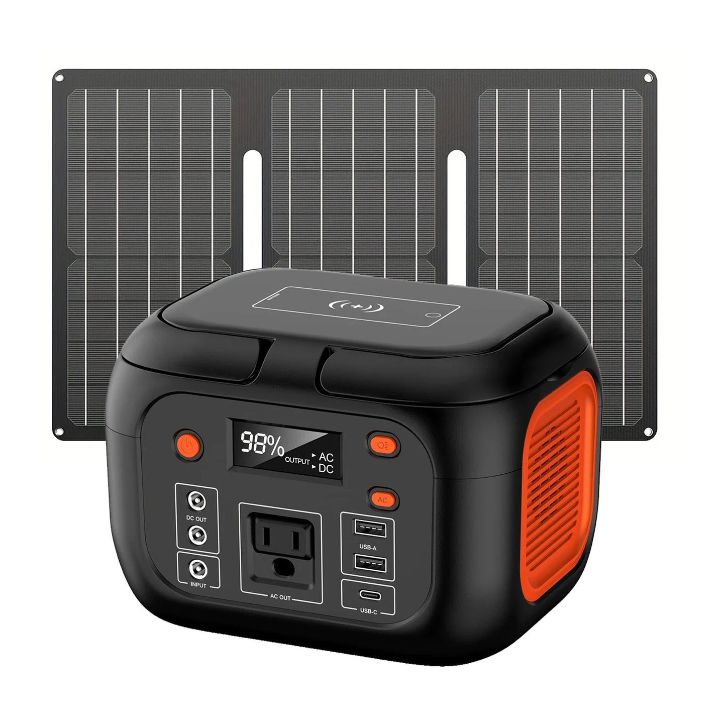150W Portable Power Station with 30W Solar Panel,110V AC Outlets Solar Generator Power Bank For Camping Travel RV Home Emergency