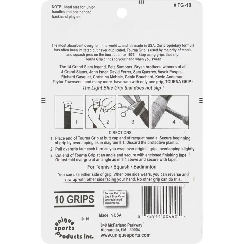 Light Blue Dry Feel Racquet Grip 10 ct Carded Pack
