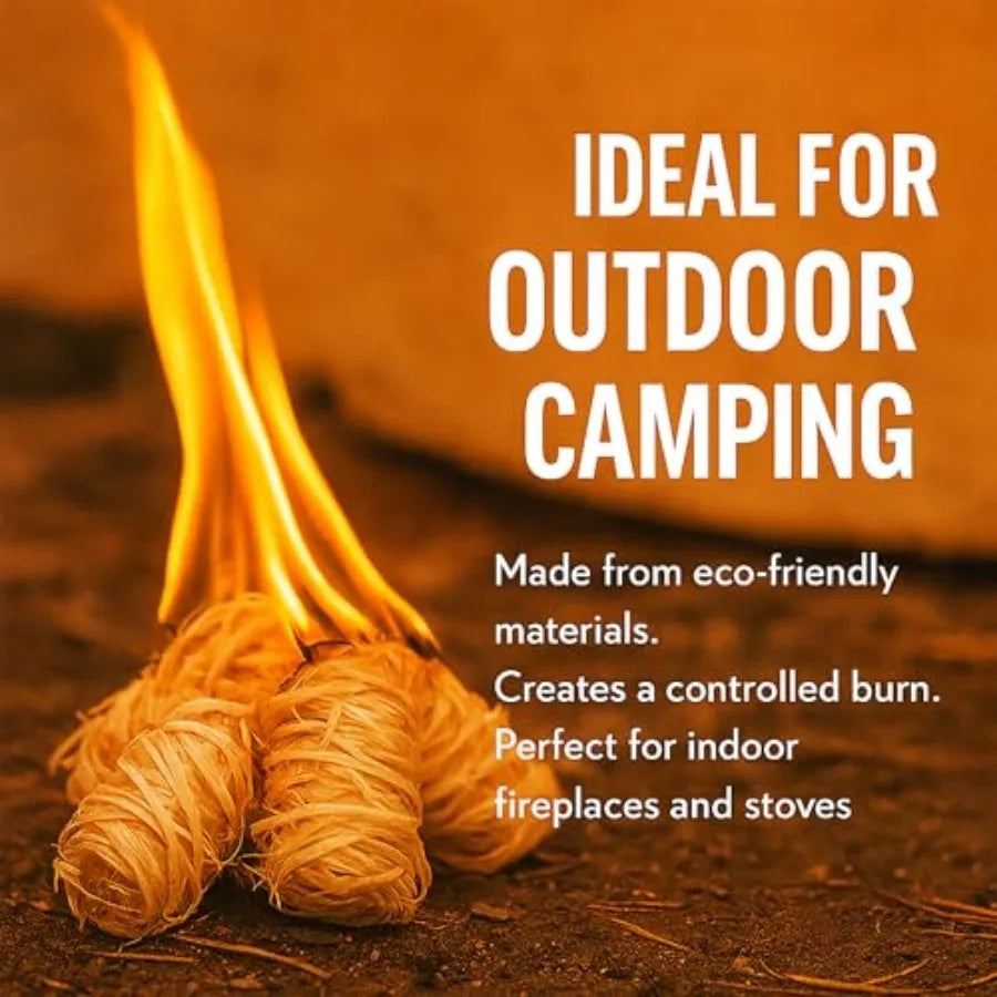 60 pcs Fire Starter Natural Fire Starters for Campfires, BBQ, Fireplace. Pizza Oven - Weather-Resistant, Waterproof, Quick Igni