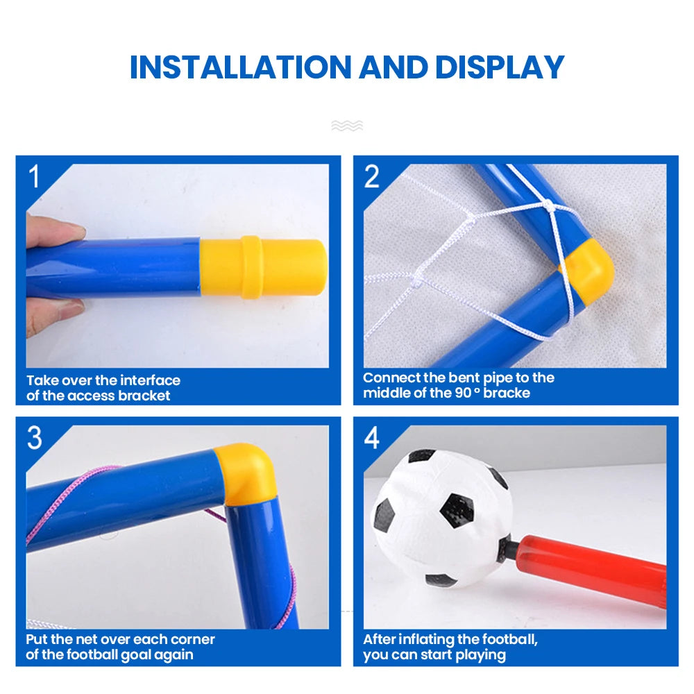 Children's Basketball Stand and Football Goal 2 in 1 Toy Portable Detachable Soccer Sports Outdoor Toys for Kids Birthday Gifts
