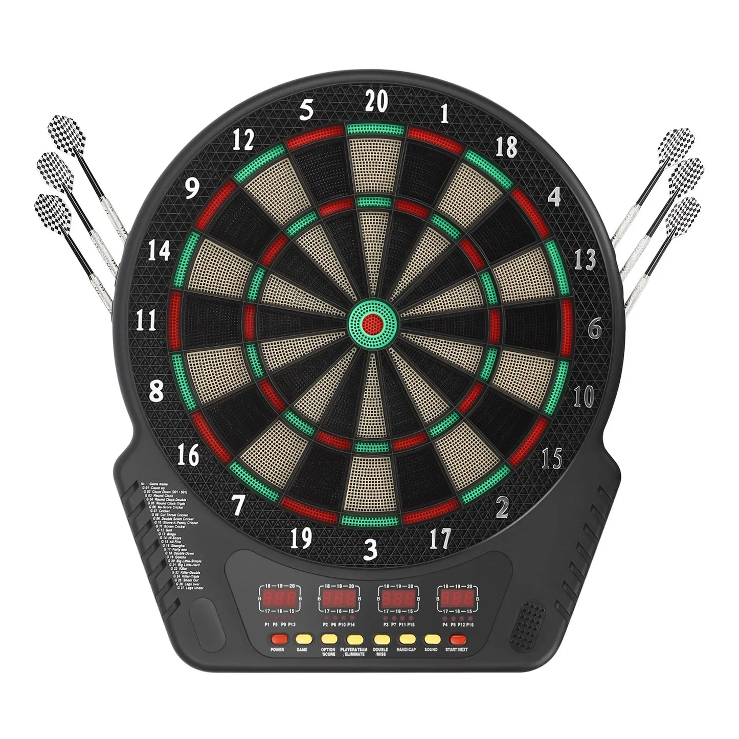 Electronic Soft Tip Dartboard Set, 27 Games, 243 Variants, Includes 6 Darts, Digital Dartboard with Colorful LED