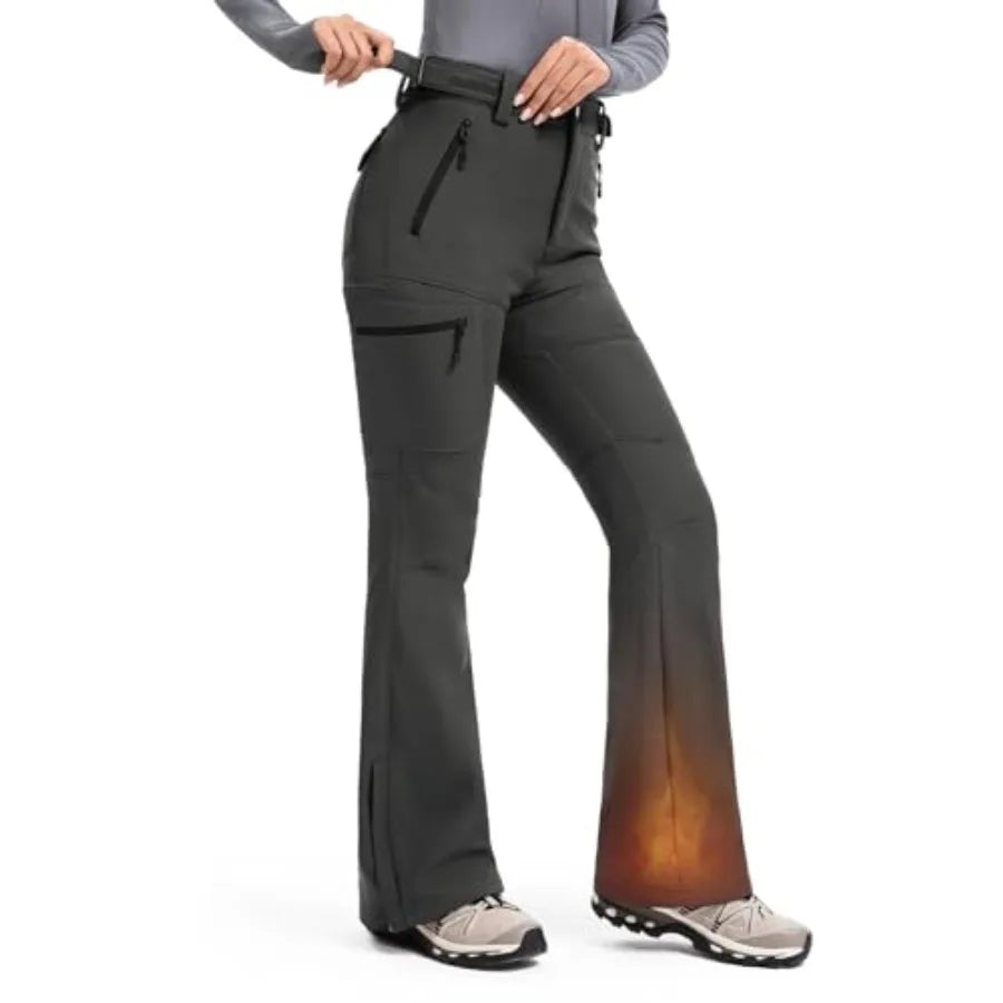 Moosehill Women's-Snow-Ski-Pants Water-Resistant Fleece Lined Winter Hiking Snowboard Thermal Insulated 5 Pockets