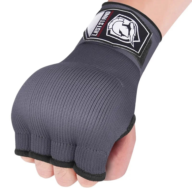1 Pair Gel Boxing Hand Wrap Gloves Adjustable Half Finger Gloves Support with Long Wrist Strap MMA Boxing Hand Protective Gear