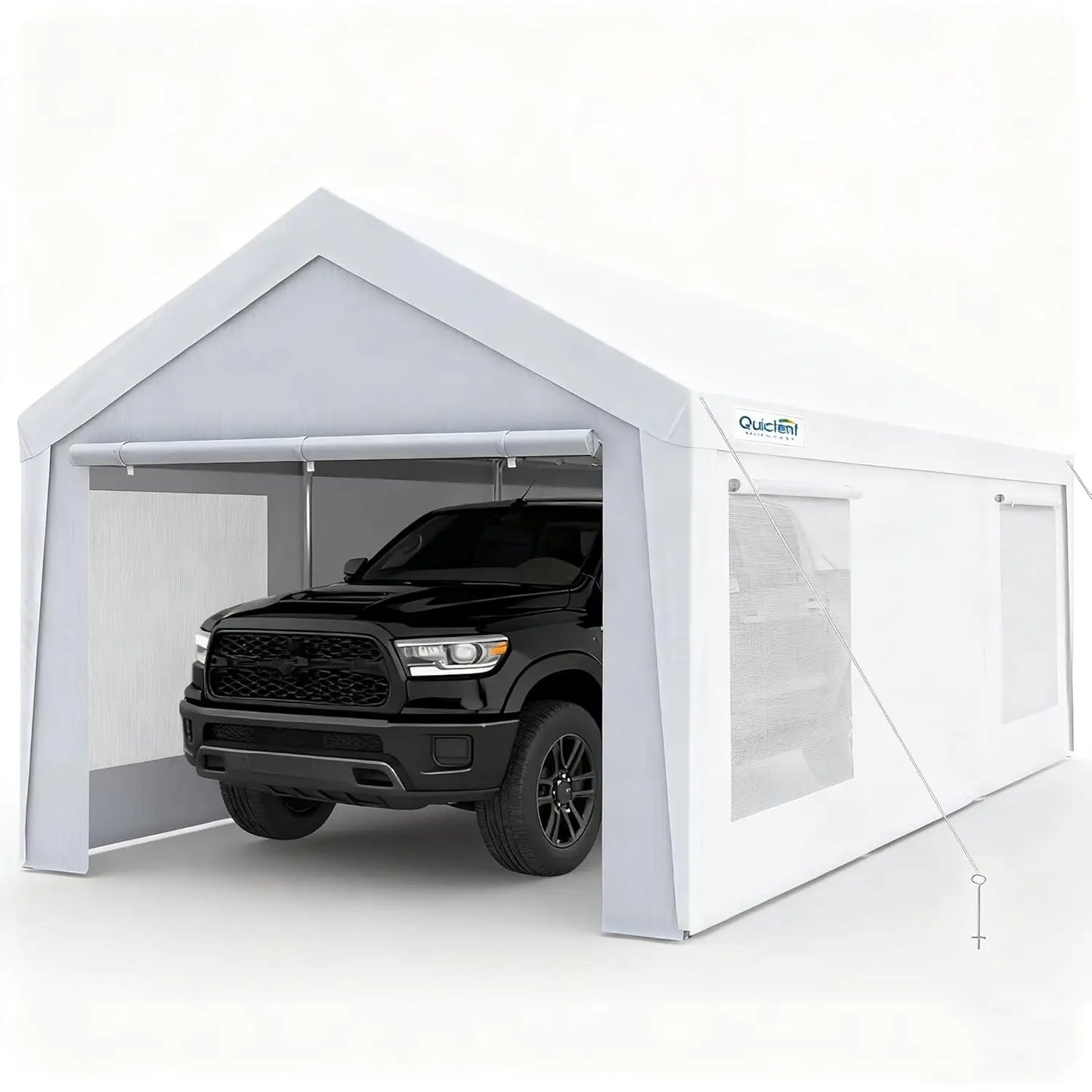Upgraded 12x20 ft Heavy Duty Galvanized Carport - Reinforced Outdoor Garage Canopy Tent with Roll-up Ventilated, Customized