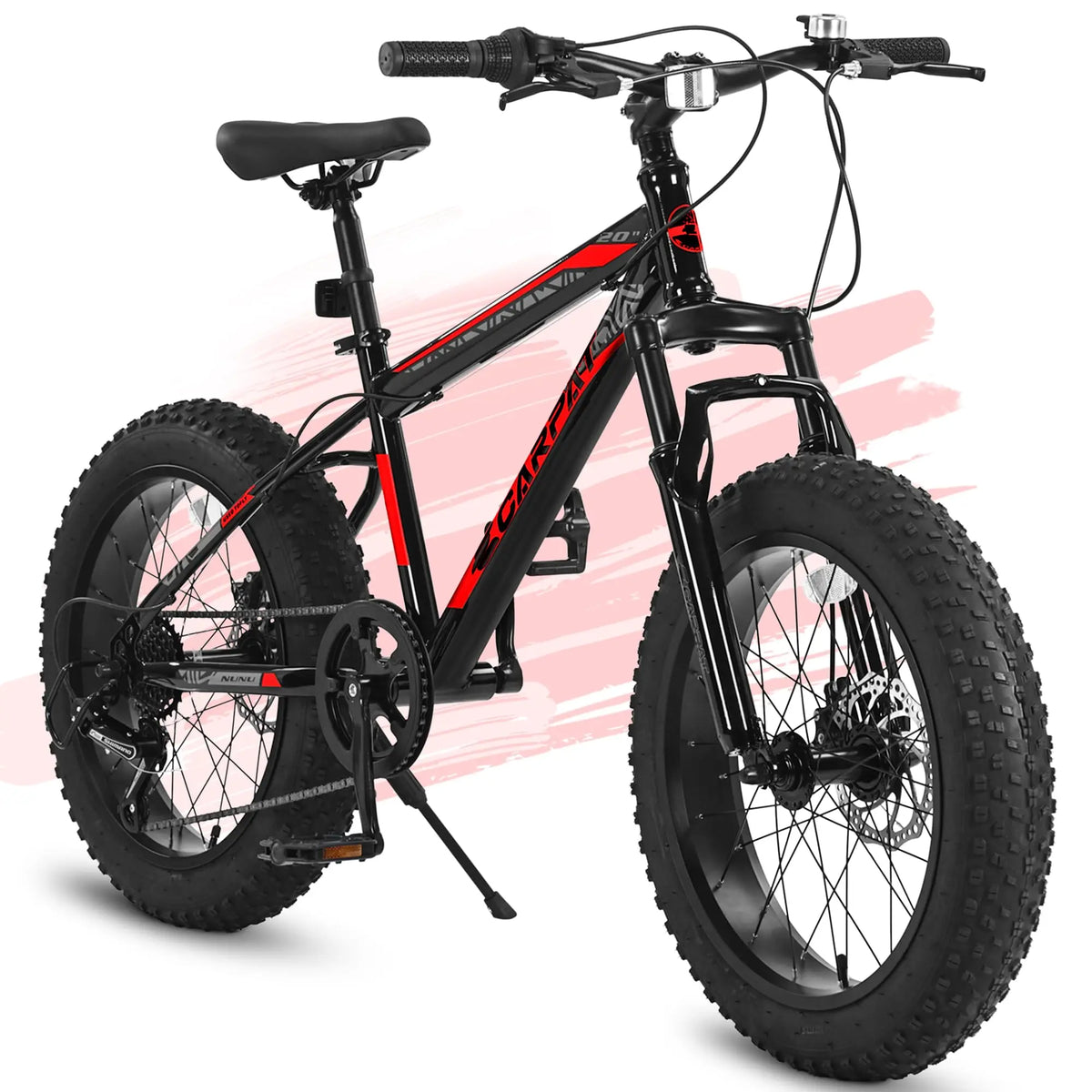 Ye S20109 20-Inch Mountain Bike for Kids & Teenagers, High Carbon Steel Frame, Disc Brakes, Durable Wide Tires, Front Suspension, 7-Speed, Ideal for Snow & Off-Road Riding