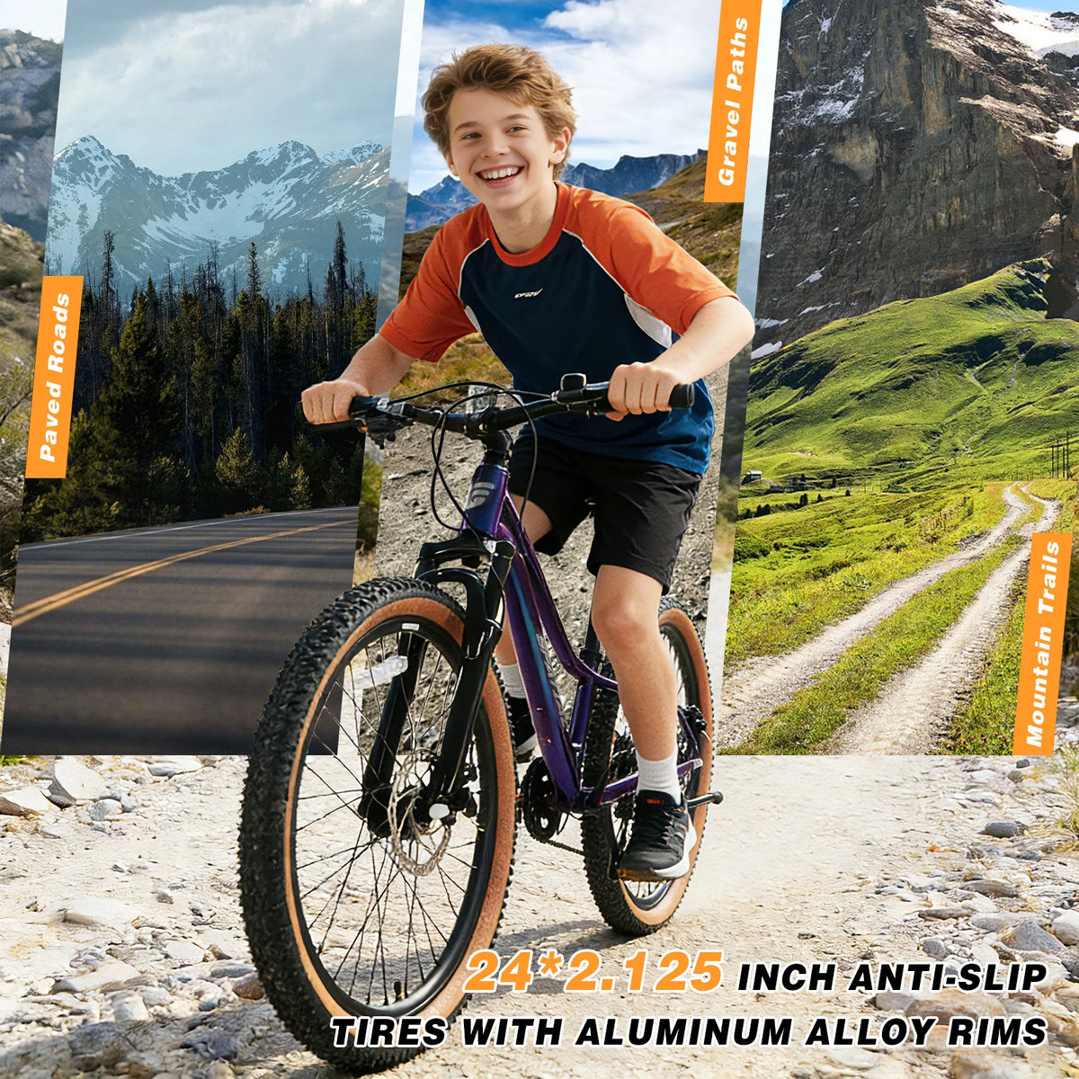 SPATIAL MT24FS2.0 24 Inch Mountain Bike, 7-Speed Hardtail MTB, Off‑Road Bicycle for Teenagers and Adults, Lightweight Aluminum Frame, Suspension Fork, Front & Rear Disc Brakes