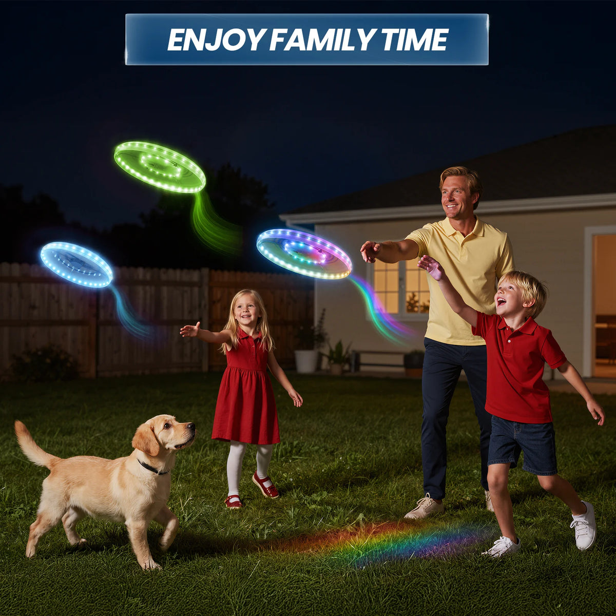 2 Pack Rechargeable Glow-in-the-Dark Flying Discs with 45 LEDs 14 Lighting Modes Easter Basket Stuffers Camping Toys for Kids Teens Adults Birthday Halloween Christmas Gift
