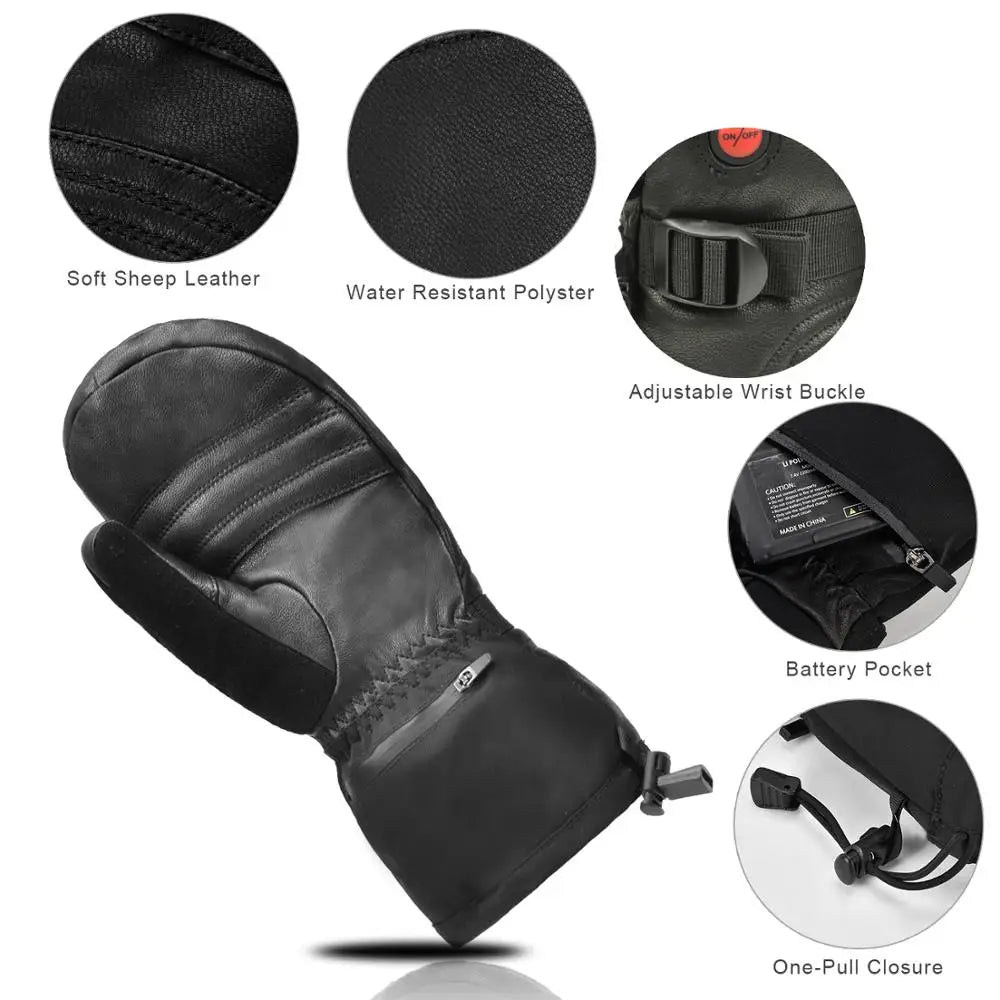 Savior All Finger Mittens Heated Gloves Touch Phone Waterproof Windproof Battery Electric Heated Skiing Gloves Men Women Thermal