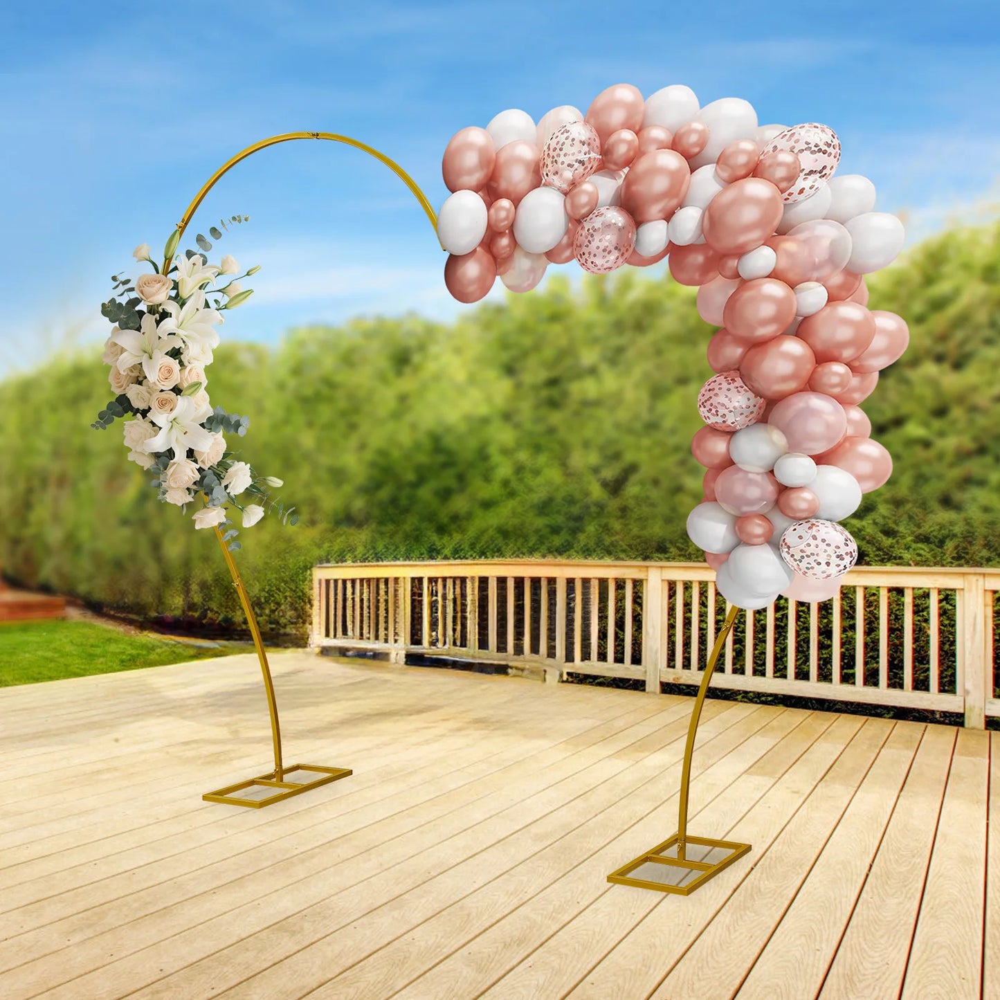 2.65x2.35m Large Balloon Arch Stand Heart Shape Wedding Arches Metal Flower Arch Backdrop Stand for Wedding Ceremony Birthday