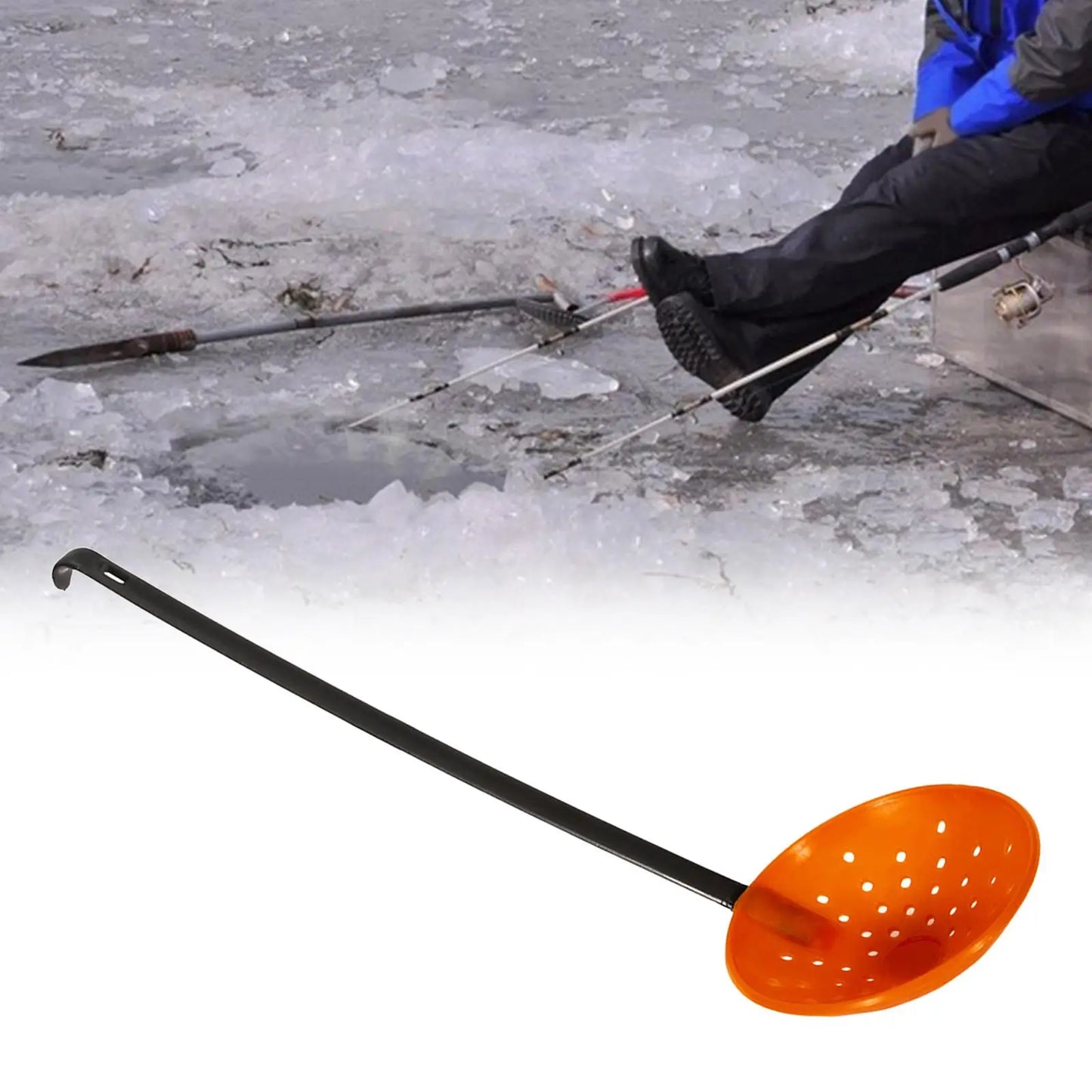 Compact Plastic Ice Fishing Slag Skimmer Spoon Tool for Fishing Box Cooler and Winter Rods