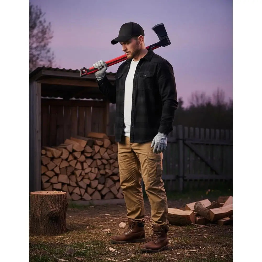 28 Heavy-Duty Wood Splitting Axe for Medium to Large Logs - Non-Slip Composite Handle with Carry Sheath