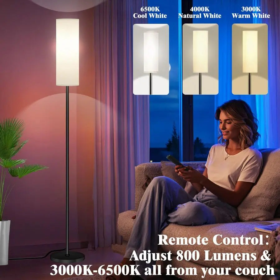 LED Floor Lamp with APP Control amp RGB Colors Dimmable Standing Lamp for Living Room, Bedroom, Gaming Remote, Timer, 9W Bulb In