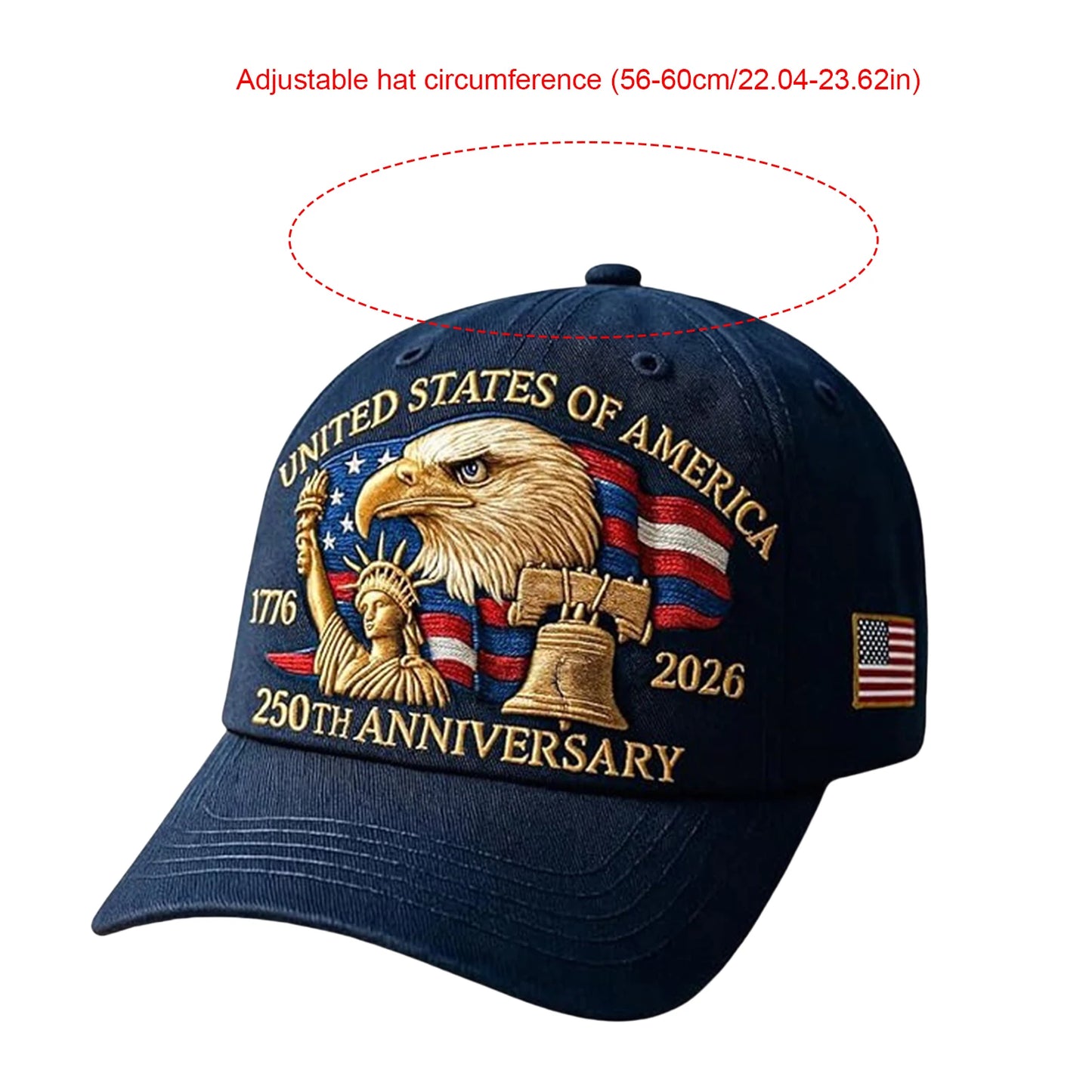 Breathable Patriotic Baseball Cap US 250th Anniversary Cap Retro Washed Versatile Patriotic Cap US 250th Anniversary Tribute Hat