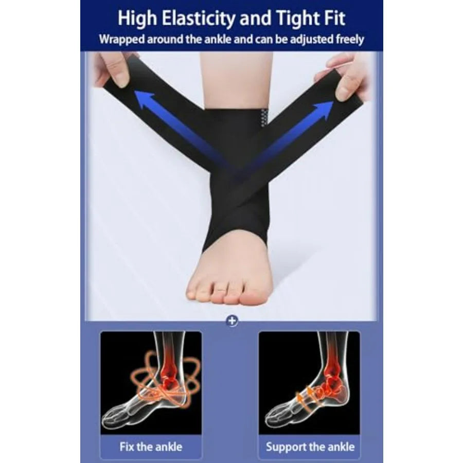 Ankle Braces for Women Men 2 pcs Ankle Compression Sleeve Plantar Fasciitis Brace Black Large Arch Support Socks Ankle Sleeve f