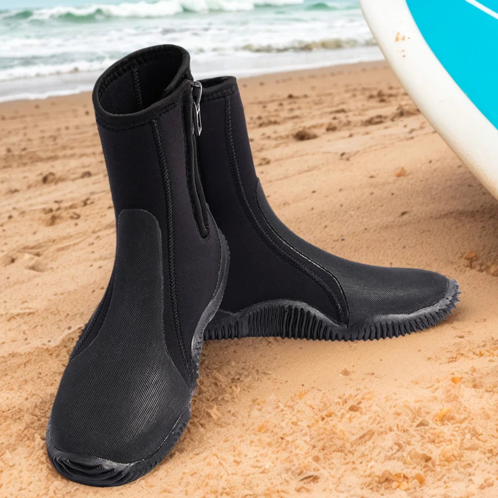 Neoprene Diving Boots Zipper Dive Boots Anti-Slip 5mm Surfing Snorkeling Diving Boots Lightweight for Water Sports