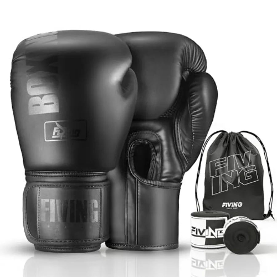 Boxing Gloves with Hand Wraps for Men and Women, Kickboxing, Mixed Martial Arts, Muay Thai, MMA, Heavy Bag Training