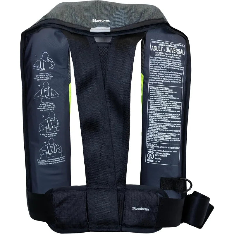 BLUESTORM Stratus 35 Inflatable Life Jacket PFD for Adults | US Coast Guard (USCG) Approved Automatic Self Inflating Life
