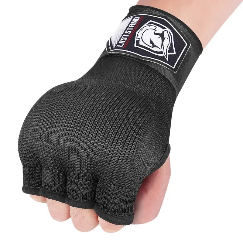 1 Pair Gel Boxing Hand Wrap Gloves Adjustable Half Finger Gloves Support with Long Wrist Strap MMA Boxing Hand Protective Gear