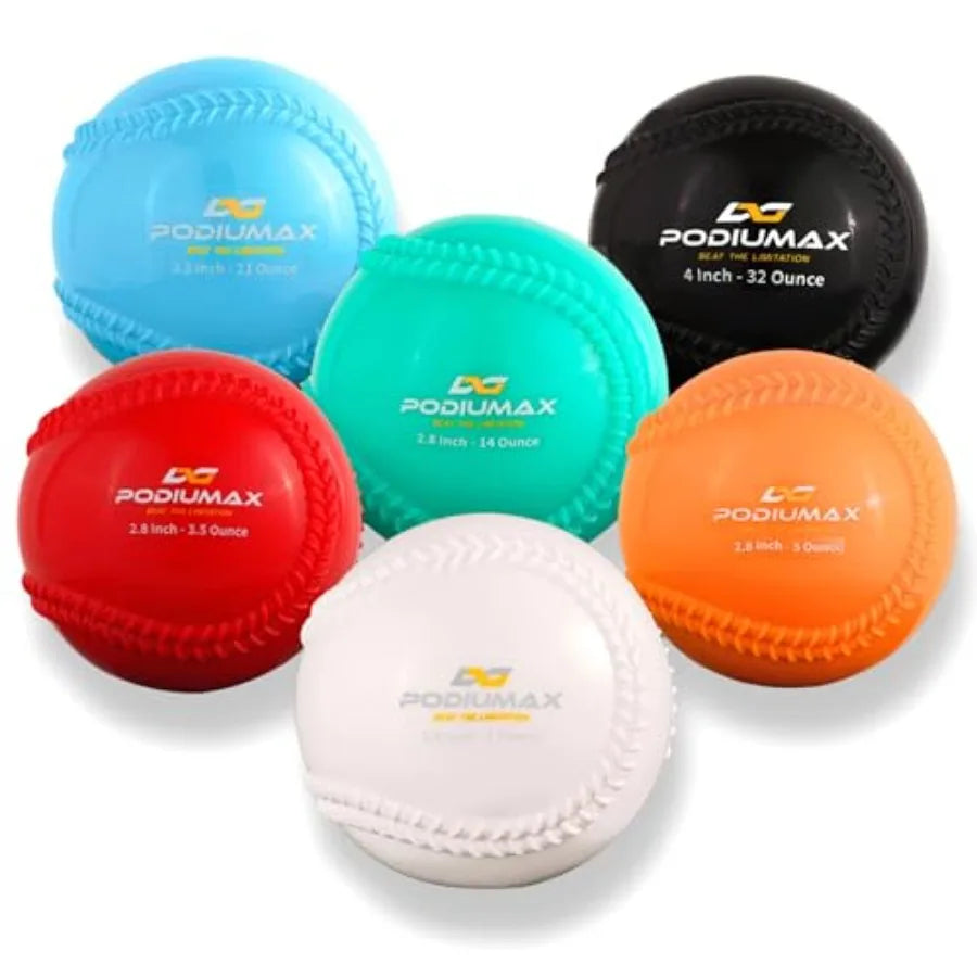 Plyometric Weighted Baseballs 6 Pack 32 21 14 7 5 and 3.5oz Plyo Balls Weighted Baseballs for Hitting and Pitching Softball and