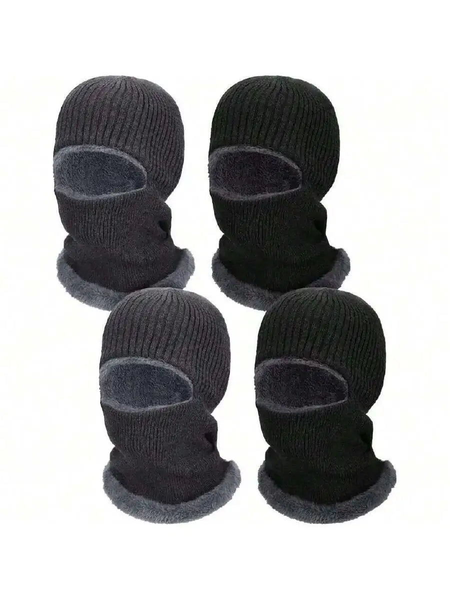 4pcs Warm Knitted Balaclava Thermal Fleece Ski Mask For Men Women Outdoor Winter Sports
