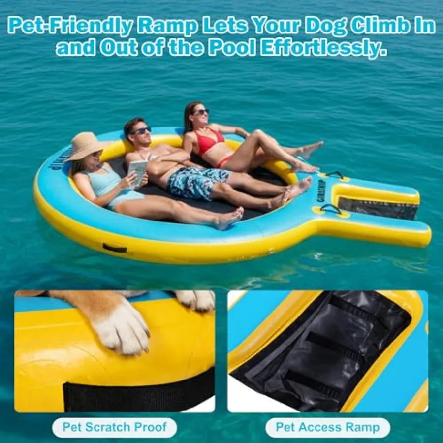 6/8/10FT Inflatable Water Hammock Round Floating Ring Inflatable Floating Dock for Lakes and Pools Pool Hammock Lake Floats for