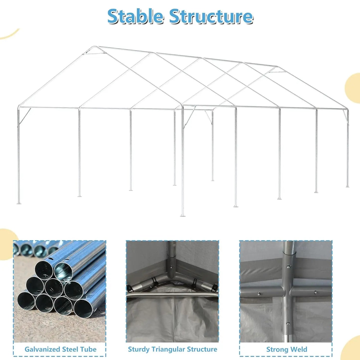 Carport 13'x25'x10' Heavy Duty with Roll-up Sidewall and Ventilated Windows, Portable Outdoor Garage for Car, SUV,, Customized