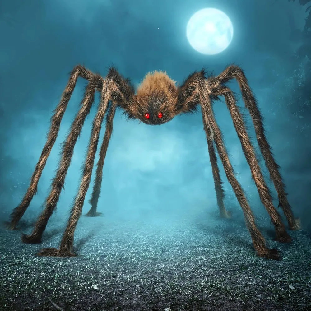 Halloween Outdoor Decorations Giant Spider, Scary Large Spider Props for Yard Lawn Halloween Outside Decor and Indoor Party Decor, Brown (Standing Height is 15 inches)