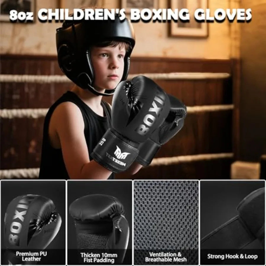 Punching Bag for Teenagers, 2.7ft Punching Bag with 8 OZ Boxing Gloves for Youth Boxing MMA Karate Kickboxing - Unfilled