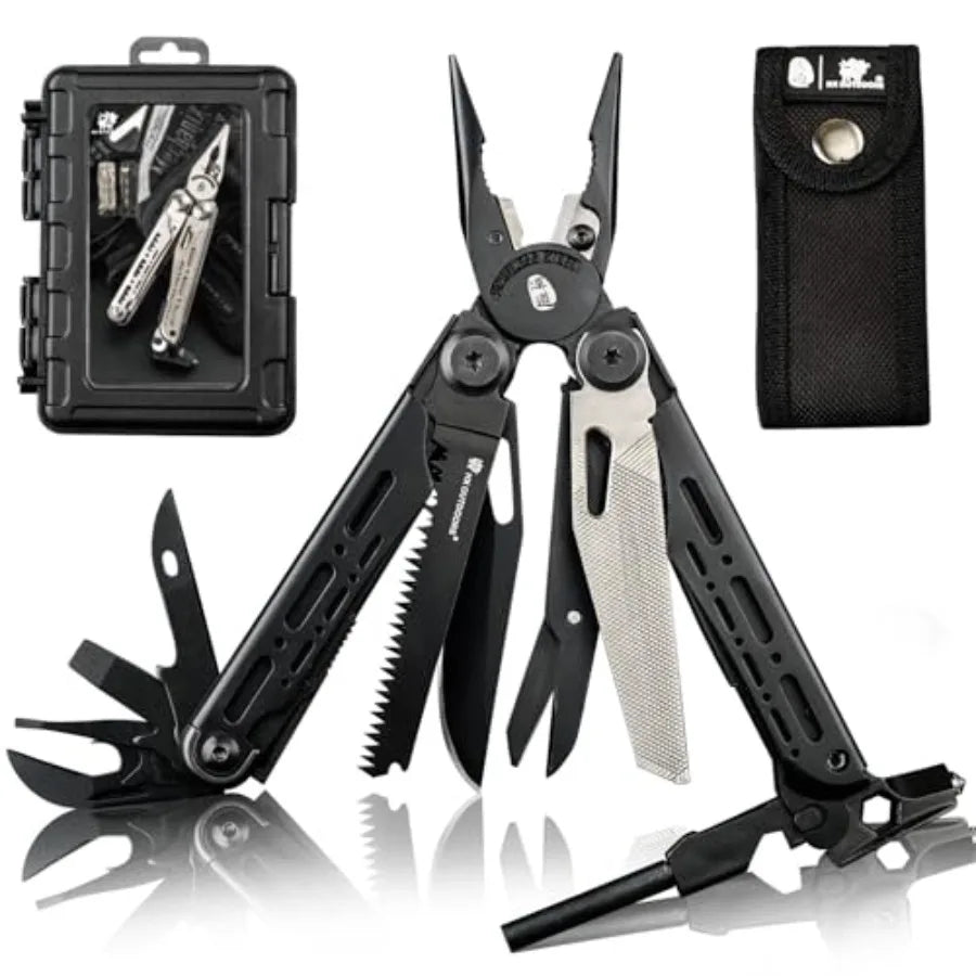 19 In 1 Pocket Multi Tool Stainless Steel Multitools Pliers with Fire Starter and Glass Breaker Folding EDC Camping Survival To