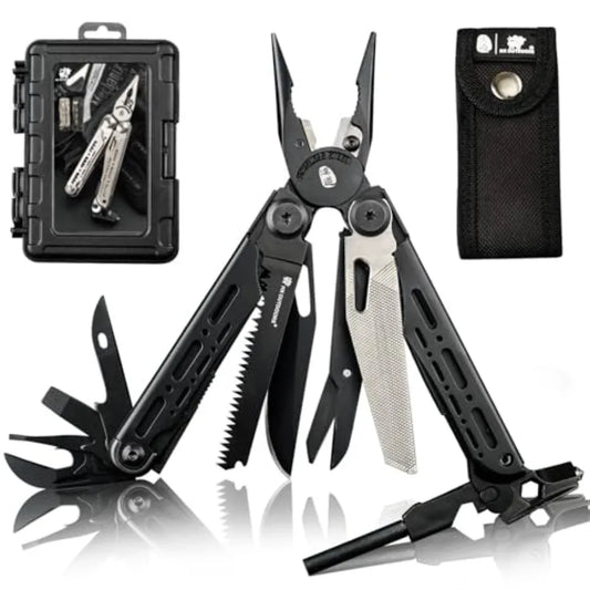 19 In 1 Pocket Multi Tool Stainless Steel Multitools Pliers with Fire Starter and Glass Breaker Folding EDC Camping Survival To