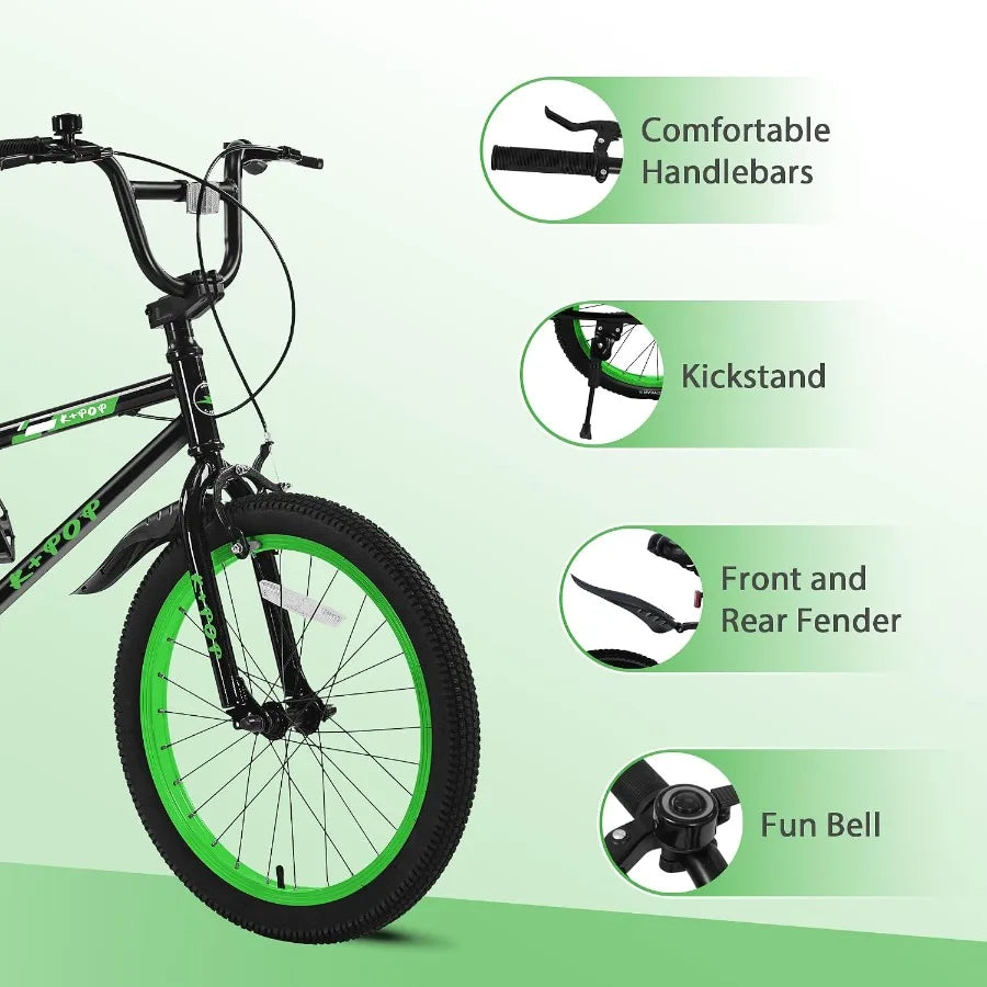 20/'Bike for Boys Aged 6-14, Freestyle BMX-Style Boys Bike for,Lightweight Kid Bicycle Beginner Level Rider with Adjustable Sea
