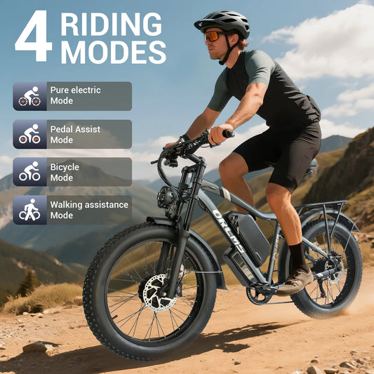 MX500 3000W Dual Motor EBike, 52V25AH Electric Bike for Adults, 35MPH Mountain AWD 7-Speed Snow E-Bike with 24" x 4.0 Fat Tire