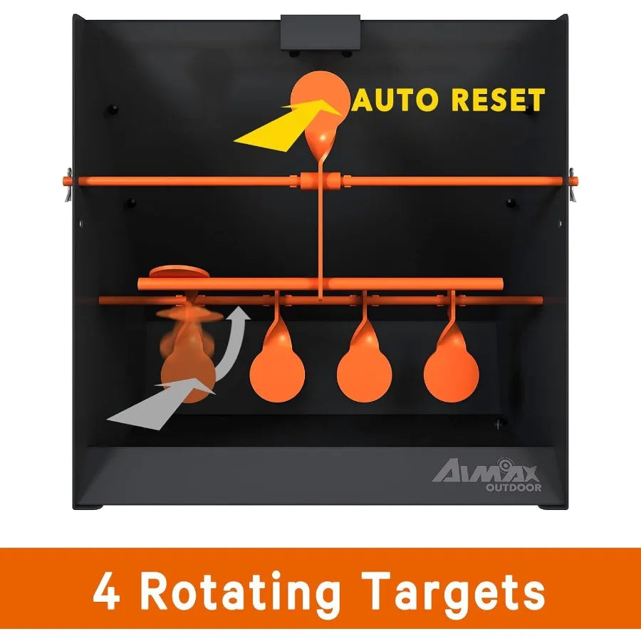 Pellet Gun Target Trap with Center Shot 12pcs Paper Targets and 4 Resetting Metal Shooting Targets for Airgun Rifle Rimfire Ide