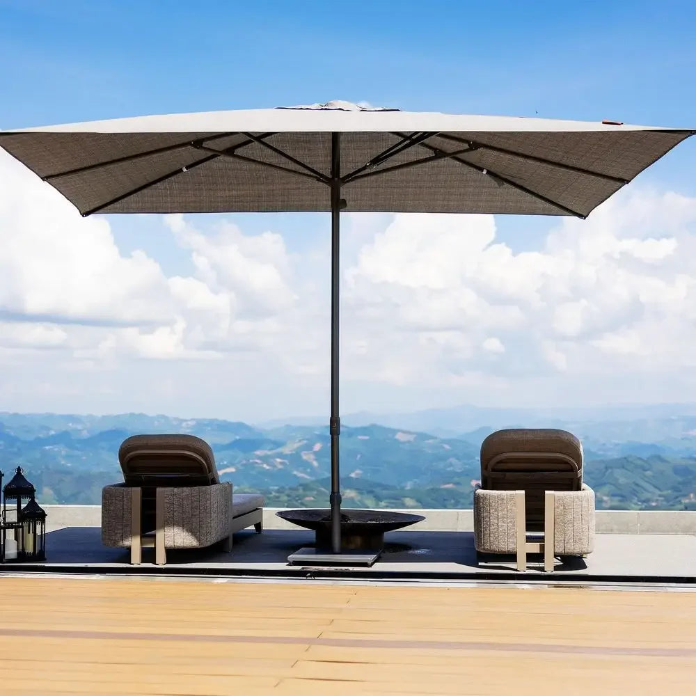 9 X 12 FT SemiAuto Outdoor Patio Umbrella Market Table Sun Umbrellas with 8 Aluminum Sturdy Ribs for Backyard Deck Garden Pool