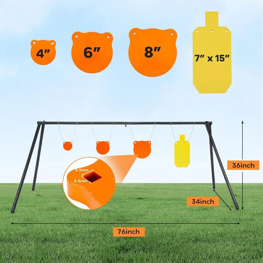 AR500 Target Stand with Gong Targets and 7x12 Torso Target No Tools Required Assembly Heavy Duty Shooting Practice Stand