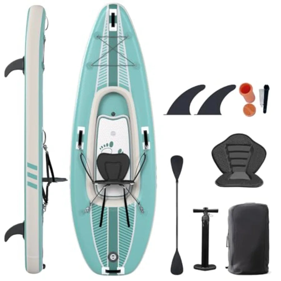 2-Person Inflatable Kayak with Drop-Stitch Floor Lightweight Portable Durable Solo Kayak for Fishing Touring and Recreational P