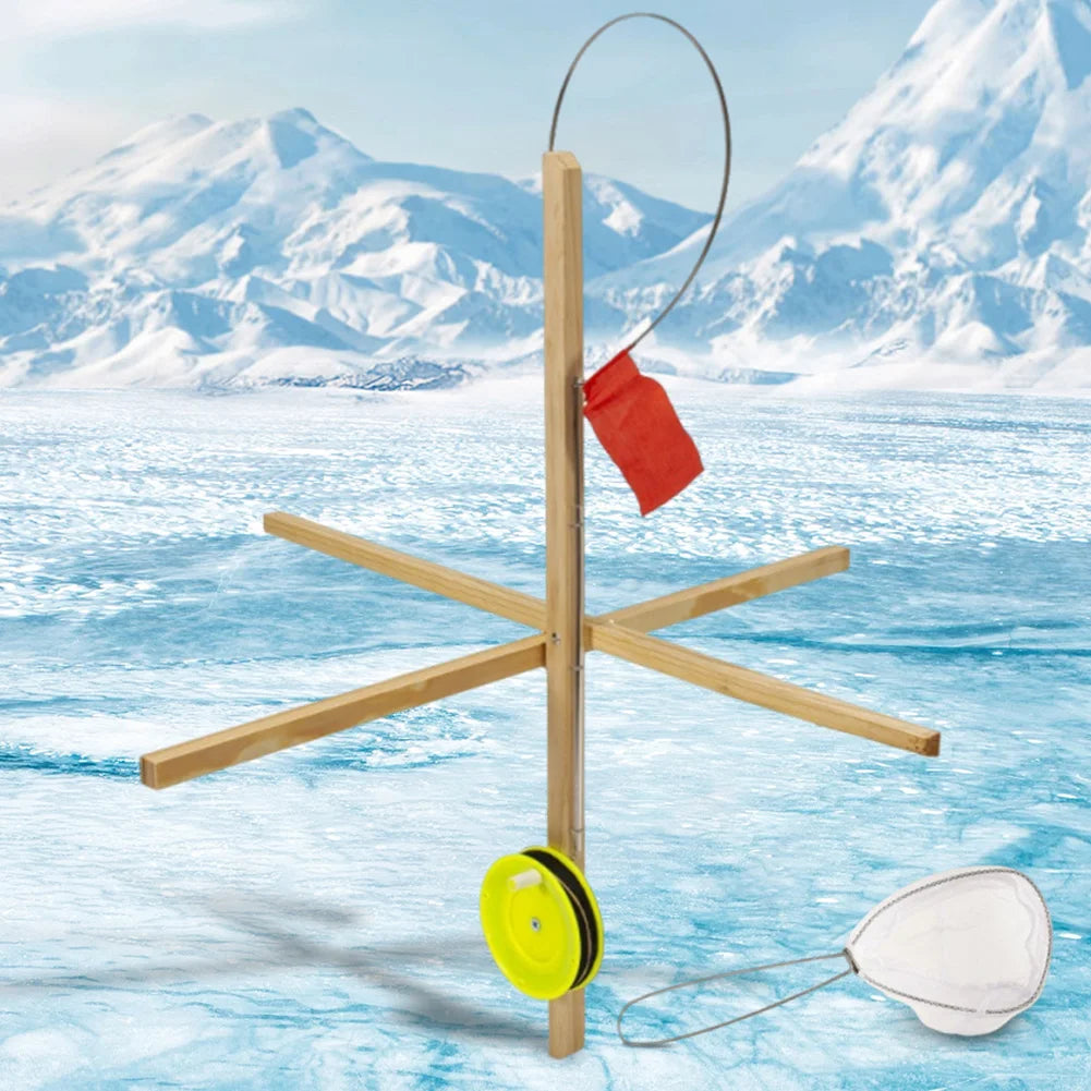 3 Pack Winter Ice Fishing Rod Tip Up with Spoon Net Ice Fishing Tip-Up Winter Fishing Flag Ice Fishing Accessories