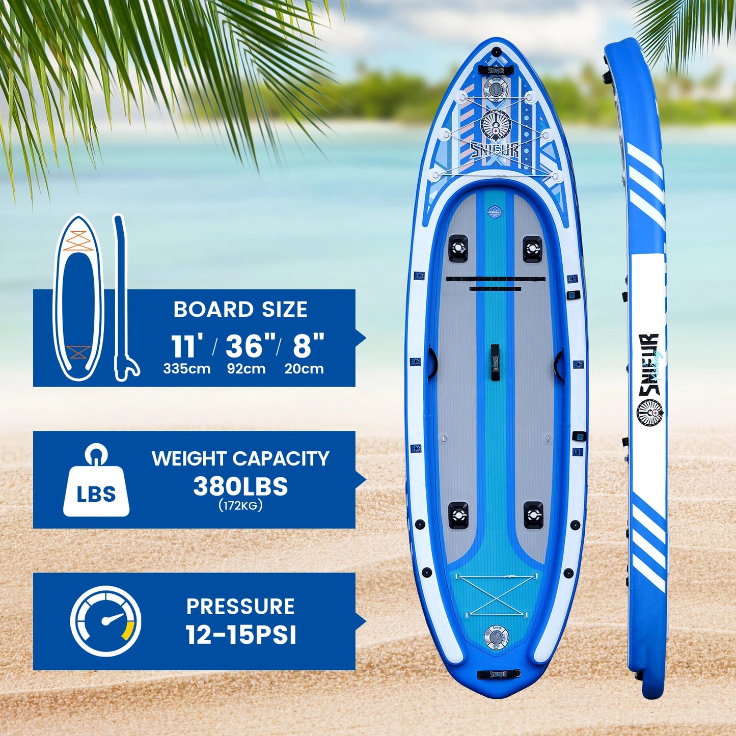 FUNWATER Inflatable Paddle Board Stand-Up Paddling Board Surfboard Non-Slip Water Sport Paddle Board With Accessory 335x92x20cm