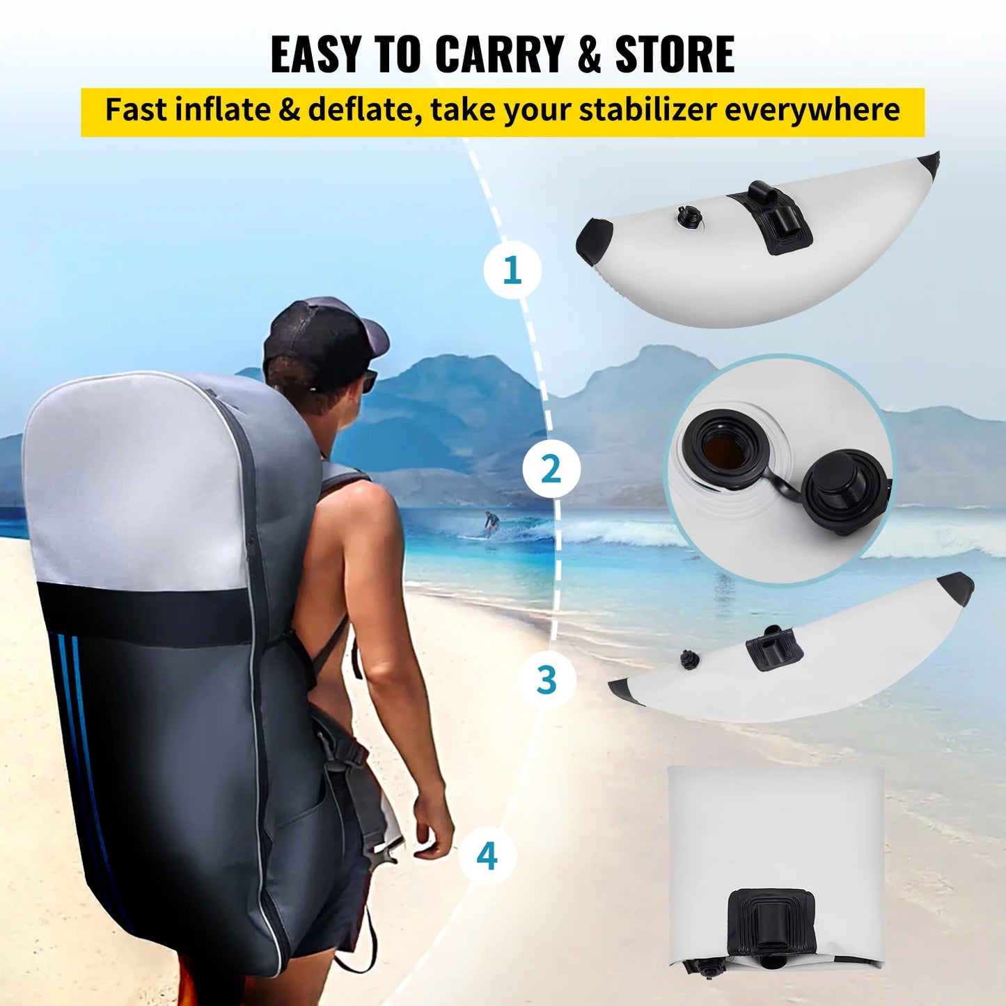SucceBuy 2Pcs Kayak Outrigger Stabilizer Inflatable Outrigger Float Standing Float Stabilizer System Kit for Canoes Fishing Boat