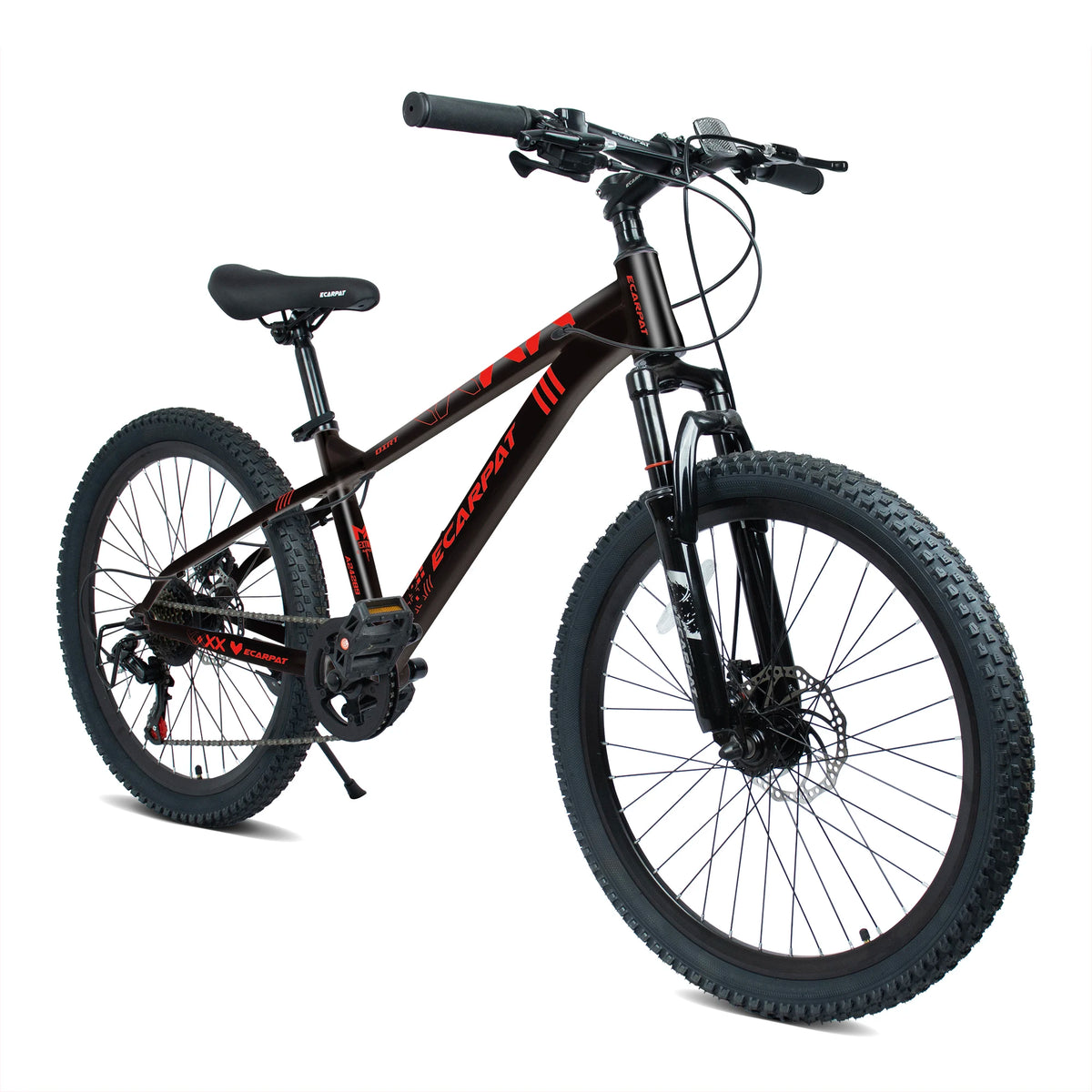 24/26 Inch Mountain Bike, 9-Speed Mountain Bicycle with Front Suspension and Dual Disc Brakes, Carbon Steel Frame MTB Bike for Teenagers Adult Men Women