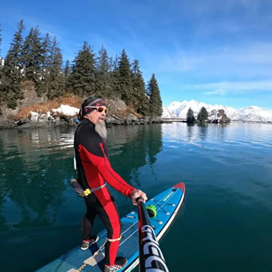 14' inflatable SUP board for exploring and racing durable PVC material blue color ultra-stable design with action camera mount